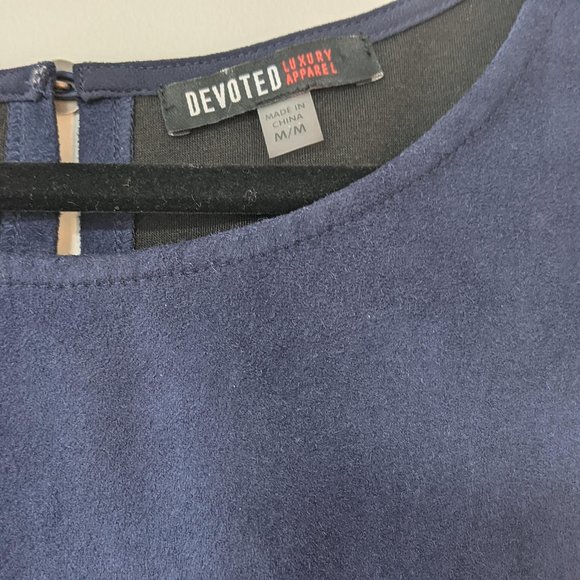 Devoted Luxury Apparel Blue Faux Suede Dress EUC - Picture 7 of 9